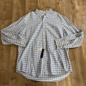 NEW Ralph Lauren Button Down Shirt Long Sleeve XL Plaid Moxford Steel Blue